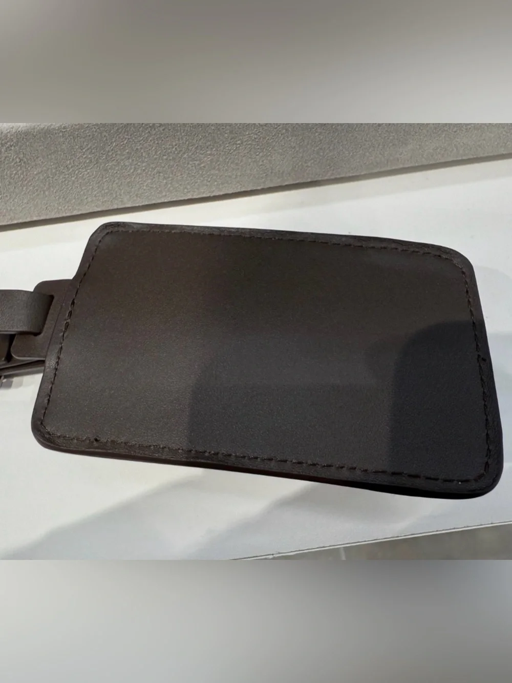 NEW Tumi Smooth Leather Monogram Luggage Tag Zippered Pouch Buckle - DARK BROWN